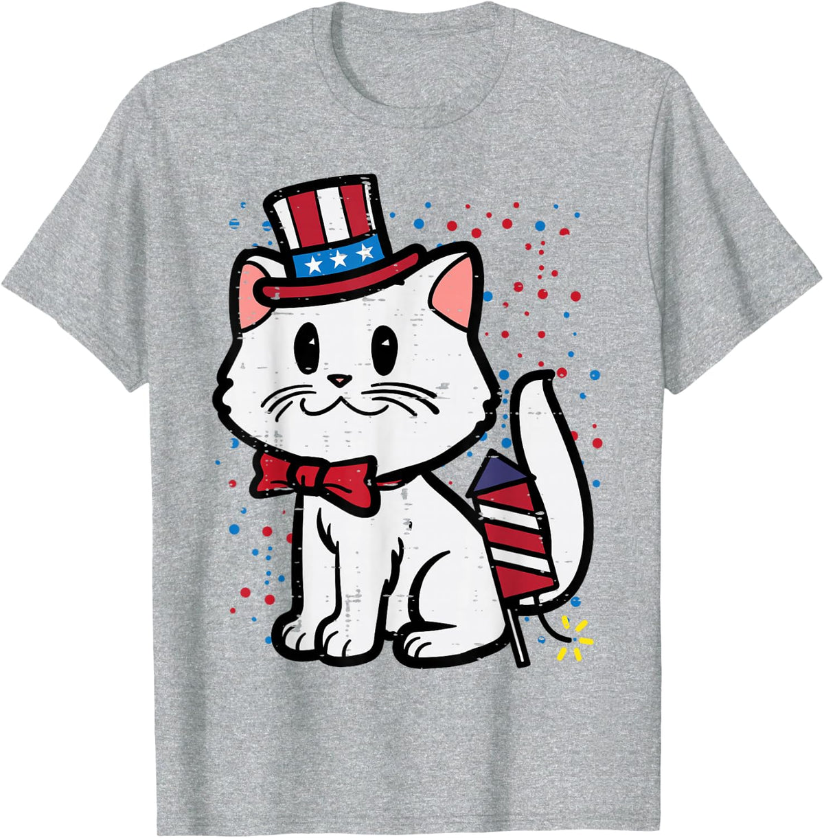4th Of July Cat Patriotic Kitten Girls Kids Toddler Women T-Shirt - Heather Grey