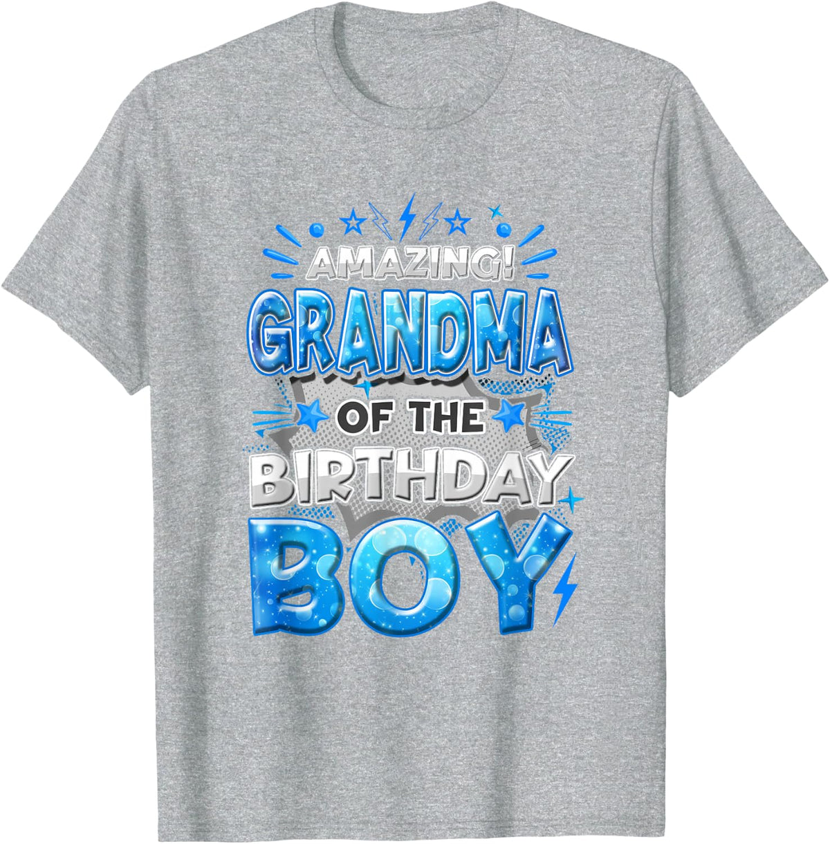Amazing Grandma Of The Birthday Boy Matching Family Party T-Shirt - Heather Grey