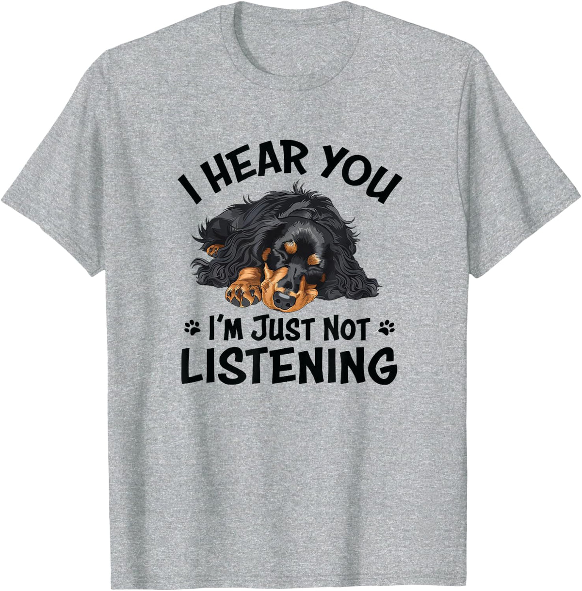 Hear You Not Listening Black Long Haired Dachshund Lover T-Shirt - Heather Grey