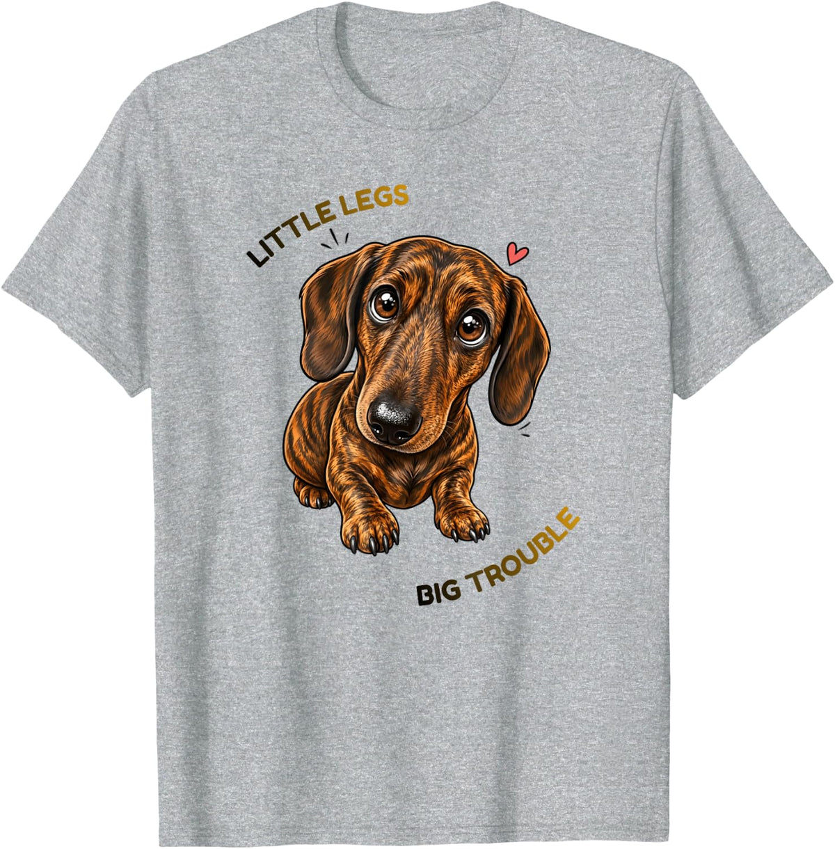 Cute Brindle Dachshund - Colin's Little Legs Club Collection T-Shirt - Heather Grey