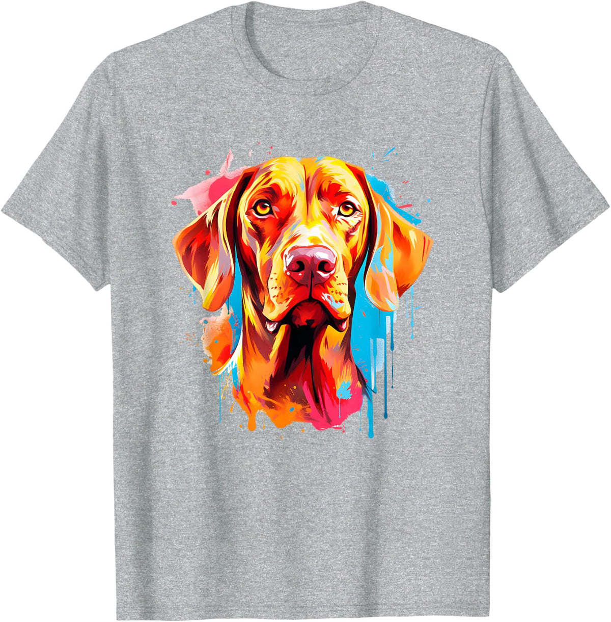 Colorful Splash Art Vizsla T-Shirt - Heather Grey