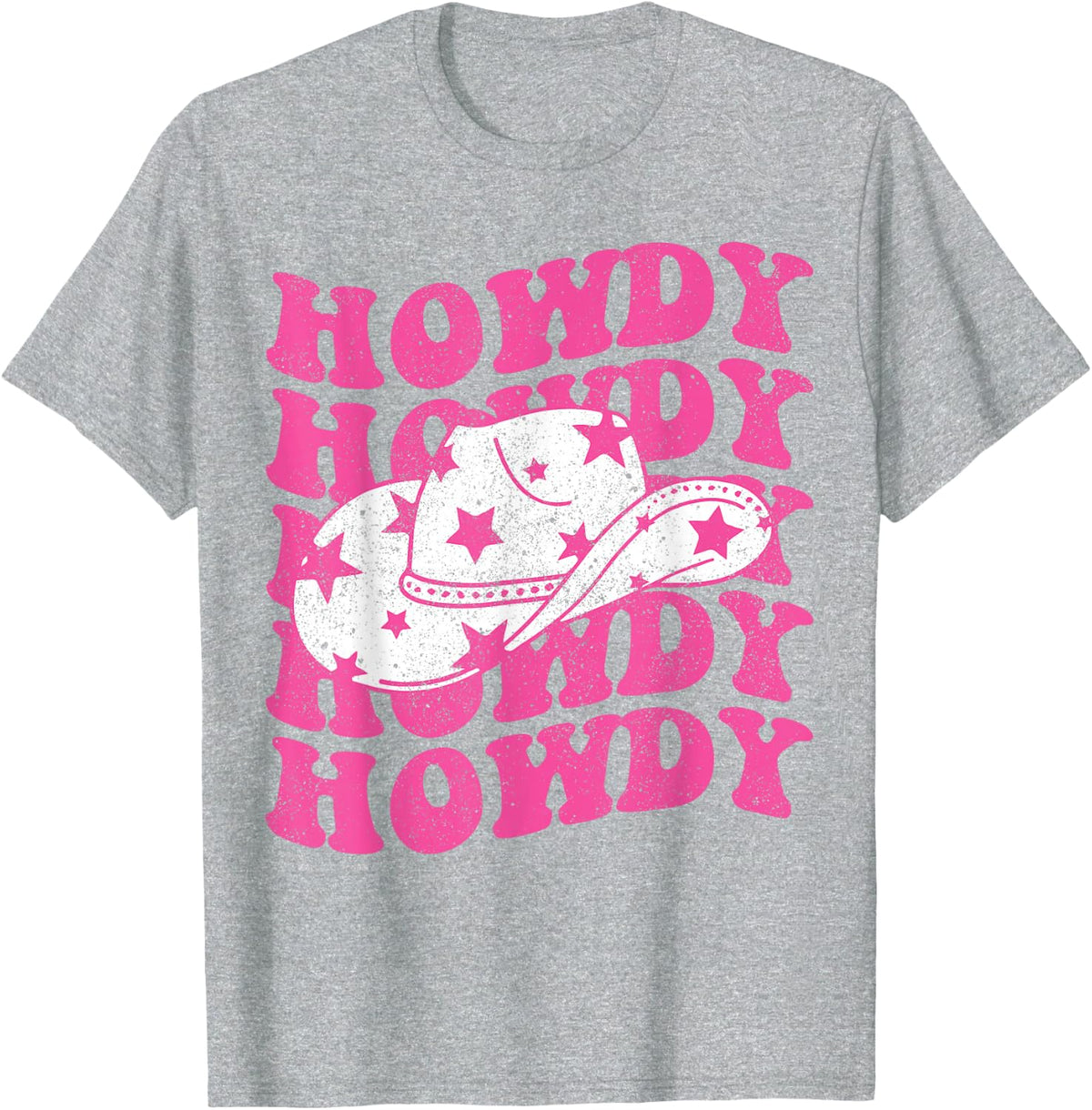 Howdy Southern Western Girl Country Rodeo Pink Cowgirl Women T-Shirt - Heather Grey