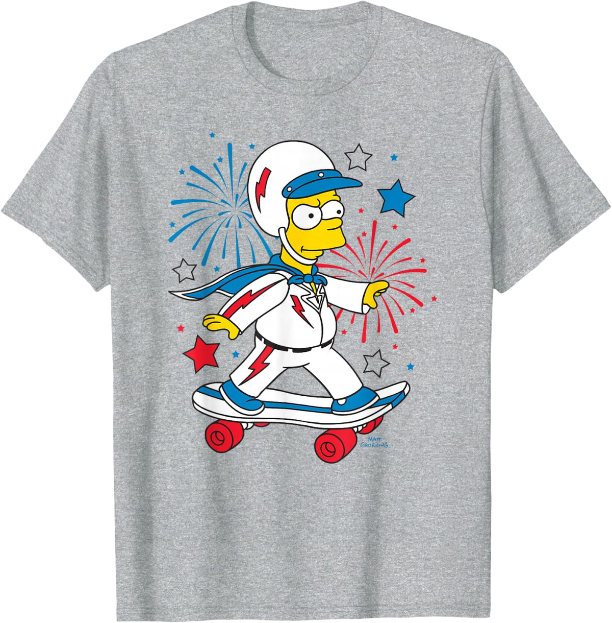 The Simpsons 4th of July Bart American Stunt Performer Logo T-Shirt - Heather Grey