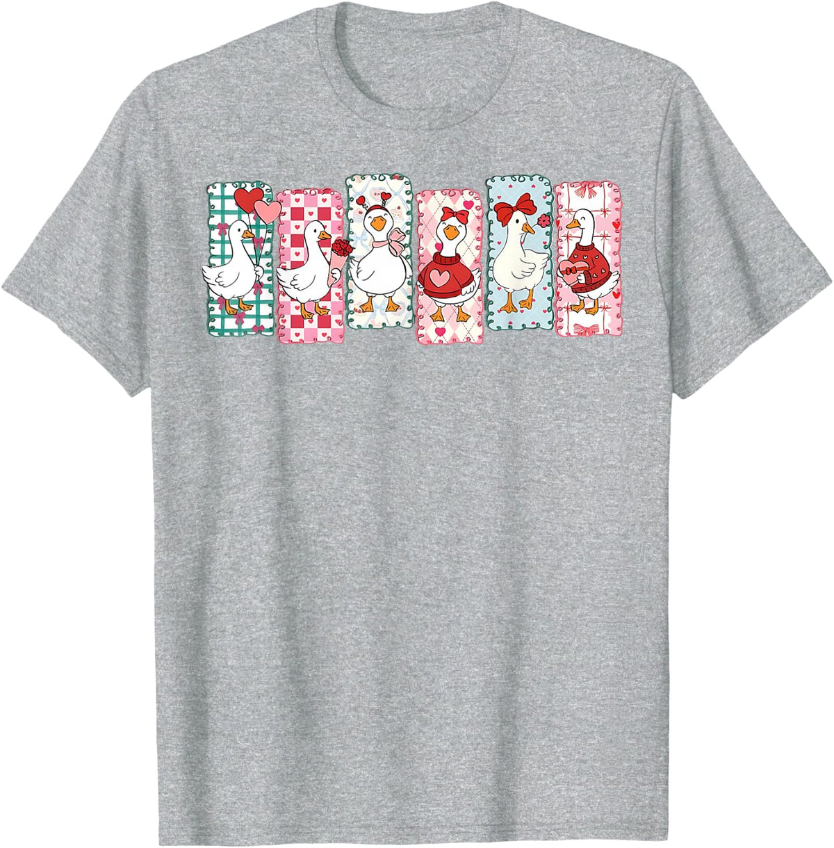 Just A Lovely Goose Cute Goose Valentine's Day T-Shirt - Heather Grey
