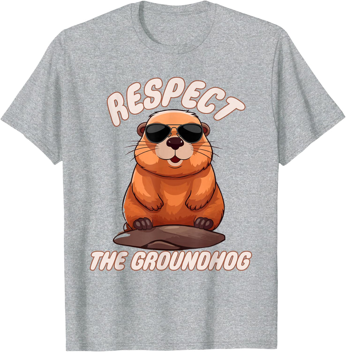 Respect The Groundhog Happy Ground-Hog Day Funny Punxsy Phil T-Shirt - Heather Grey
