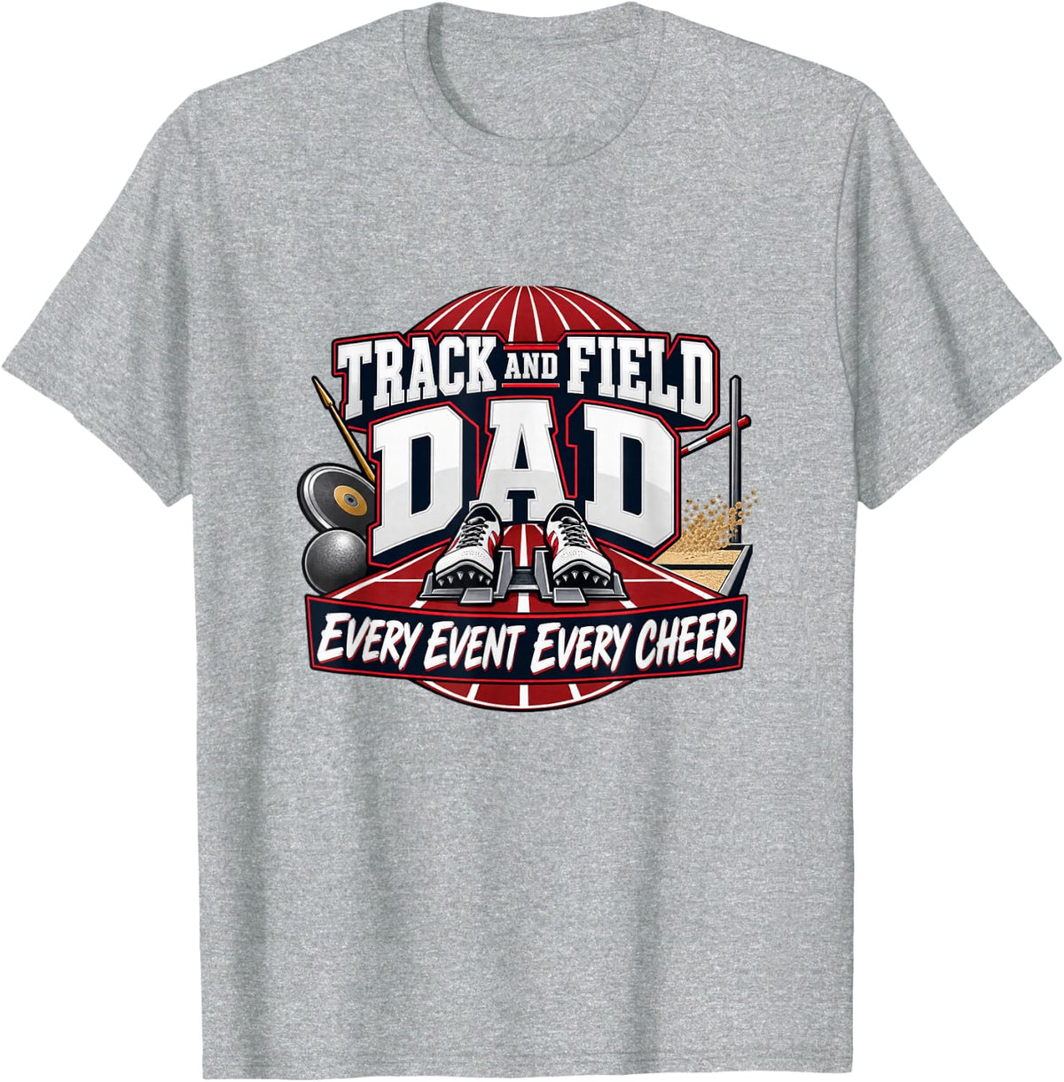 Track and Field dad Stadium Runner Spectator Quote T-Shirt - Heather Grey