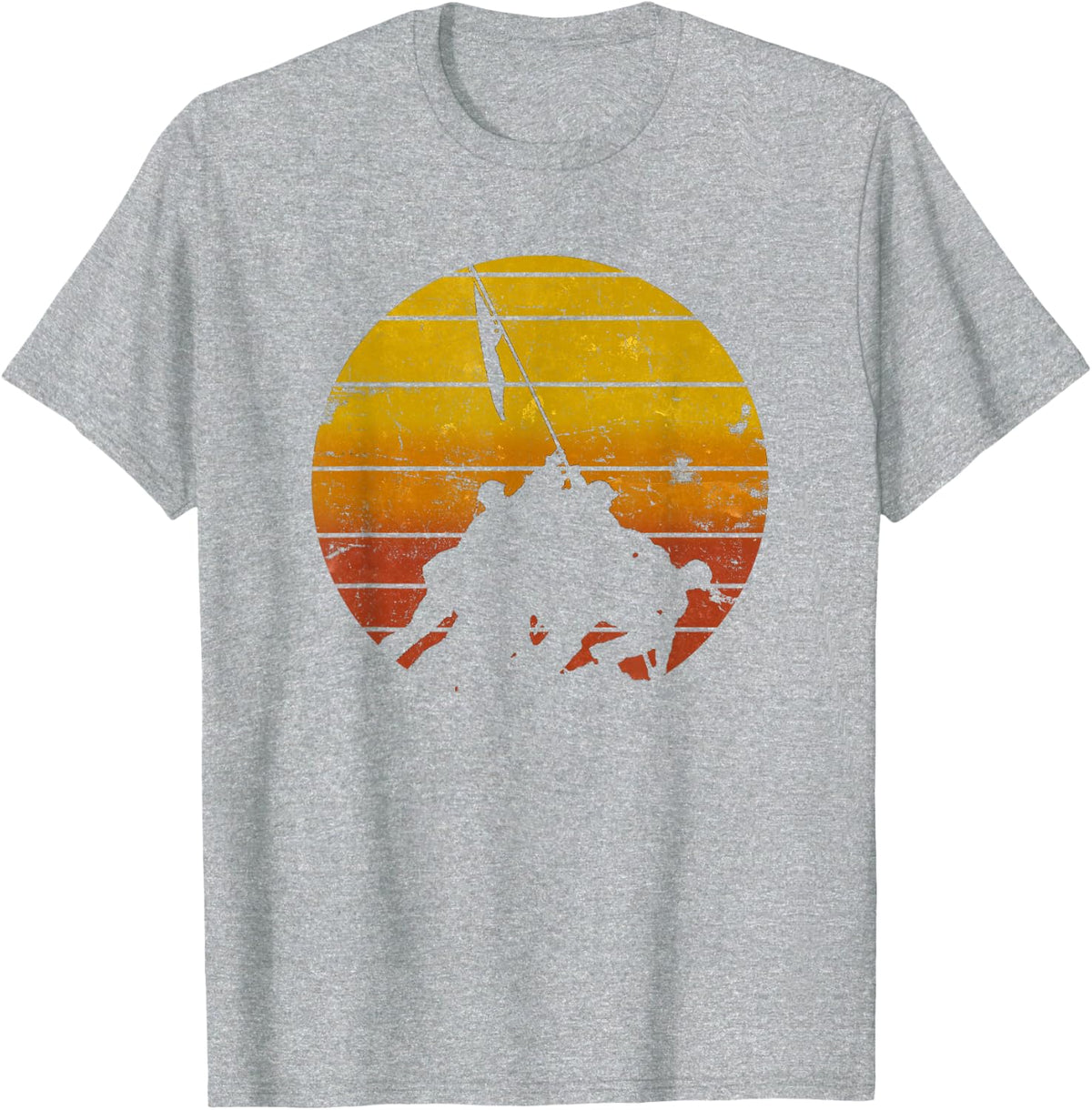 Iwo Jima Flag Raising Sunrise Vintage Military T-Shirt - Heather Grey
