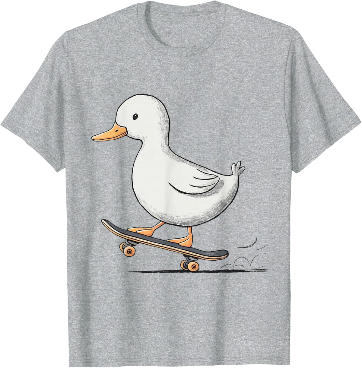 Skater Duck – Funny Cartoon Style T-Shirt - Heather Grey