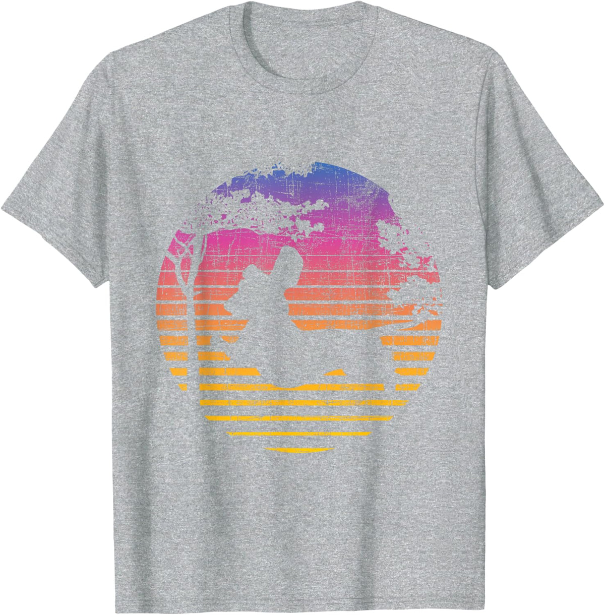 Retro Sunset Dachshund Viennese Dog Lovers Animal Lovers T-Shirt - Heather Grey