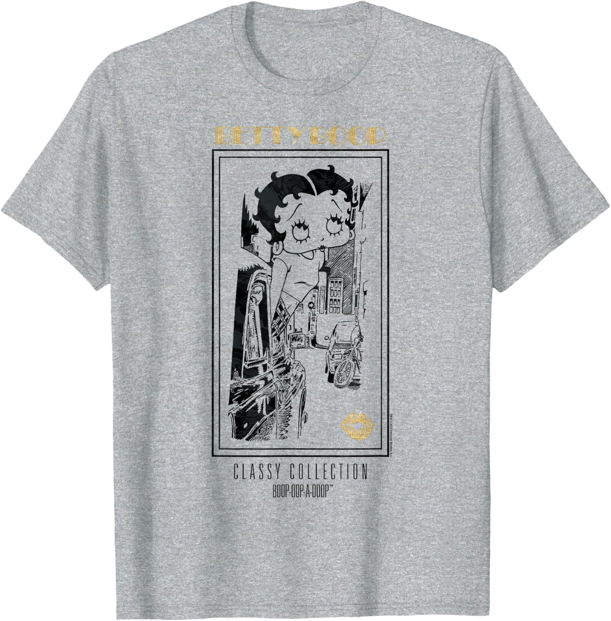 Betty Boop Vintage Classy Collection Faded Broadway Poster T-Shirt - Heather Grey