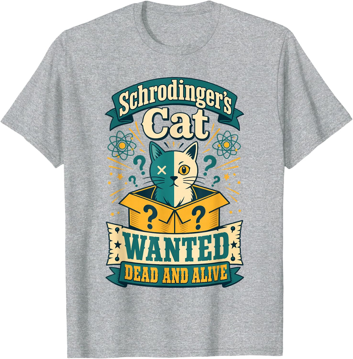 Schrodingers Cat Dead and Alive Science Physics T-Shirt - Heather Grey