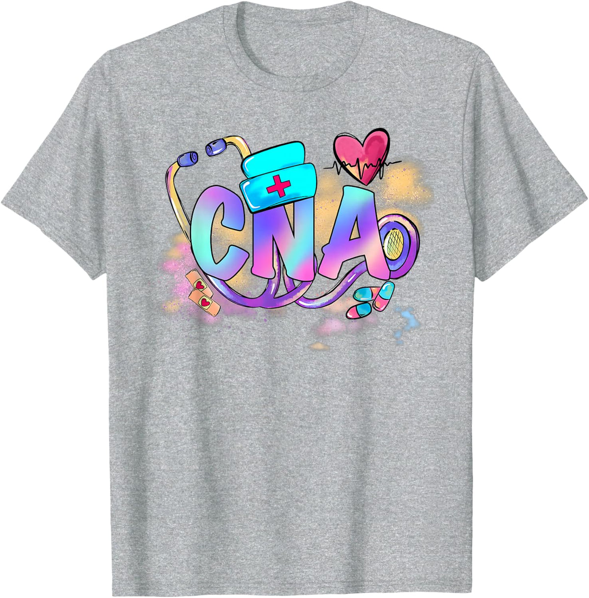 Tie Dye CNA Cute Nurse Day CNA RN Nurse Week Gifts Nursing T-Shirt - Heather Grey