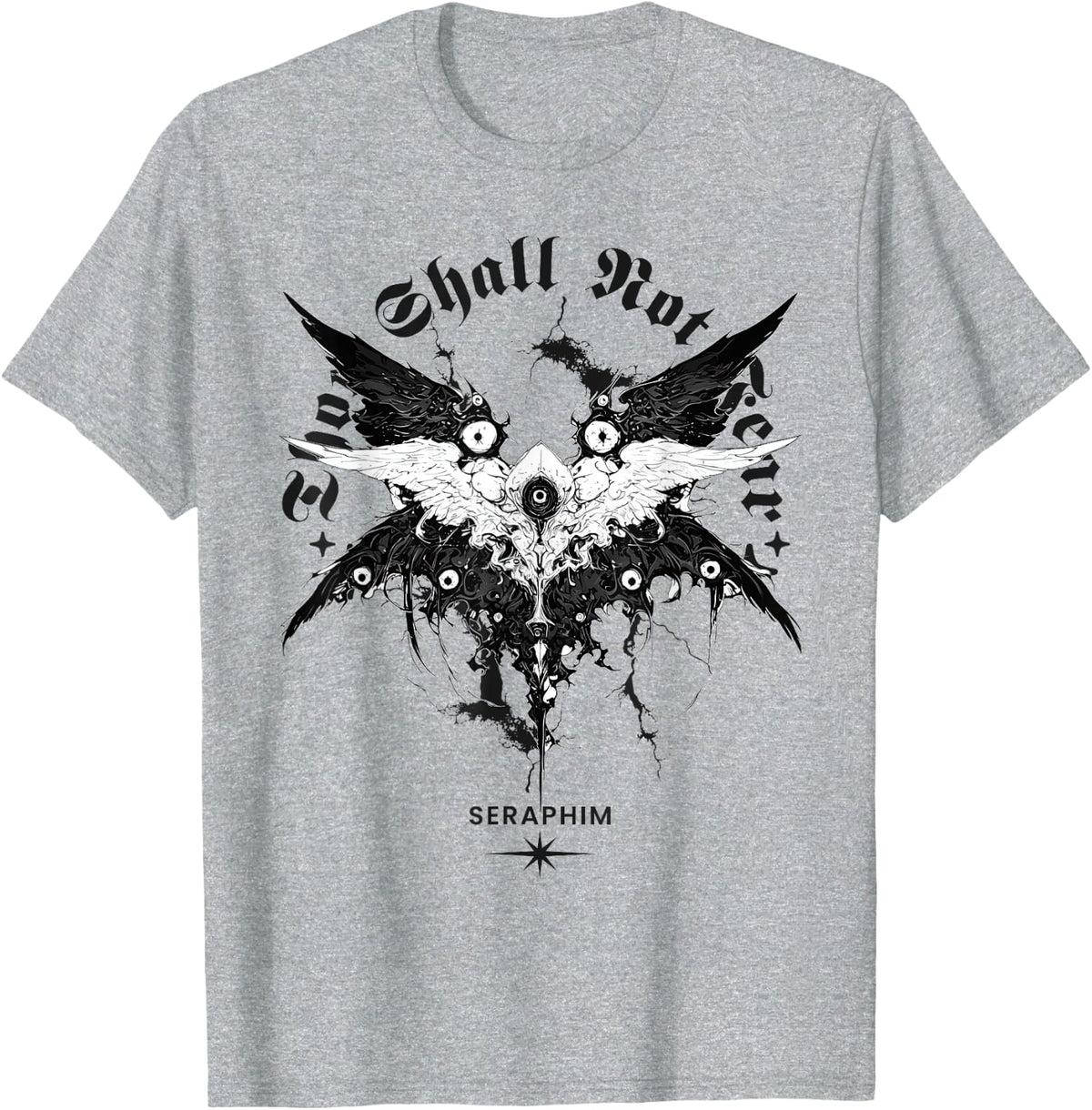Gothic Seraphim Dark Aesthetic Biblical Angel T-Shirt - Heather Grey