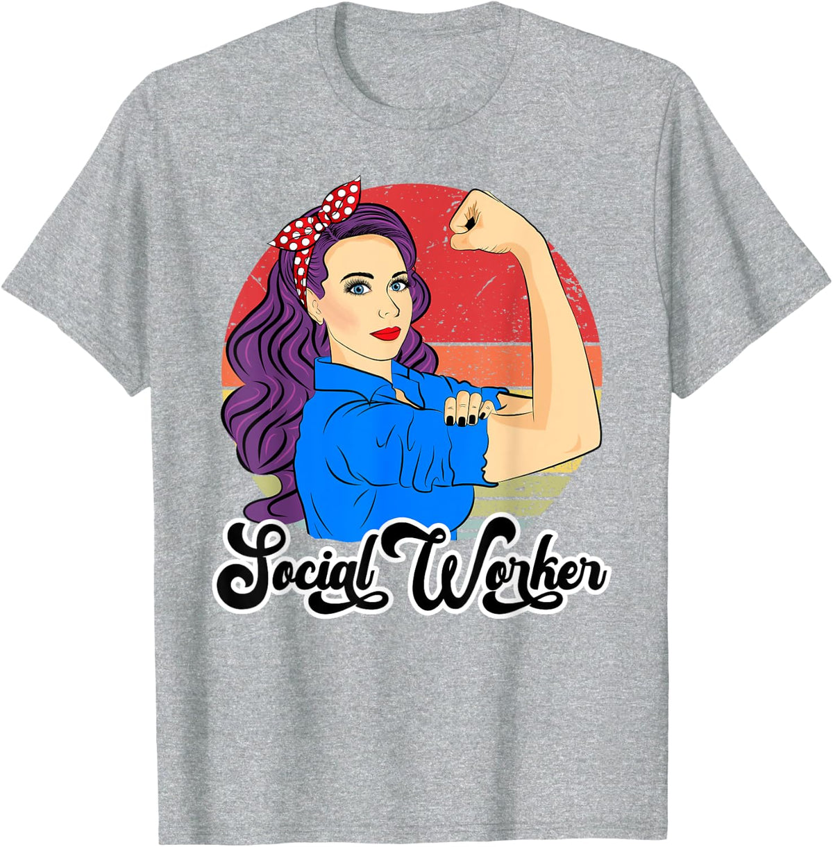 Social Worker Strong Woman Vintage Caseworker T-Shirt - Heather Grey