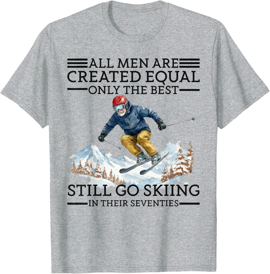 70th Birthday Skier Gifts Man 70 Years Old Skiing Lover T-Shirt - Heather Grey