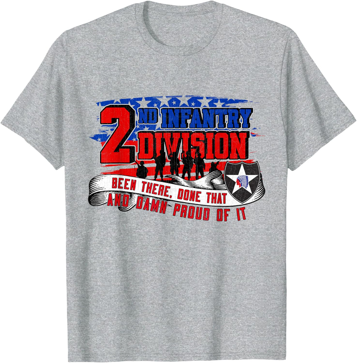 2nd Infantry Division 2nd ID Indianhead Veteran Gifts T-Shirt - Heather Grey