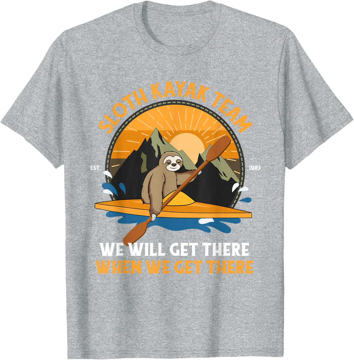 Sloth Kayak Shirt, Sloth Kayak Team T-Shirt - Heather Grey