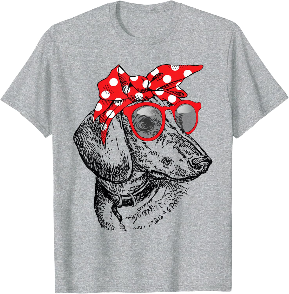 Dachshund Dog Mom Bandana Sunglasses Mother's Day T-Shirt - Heather Grey