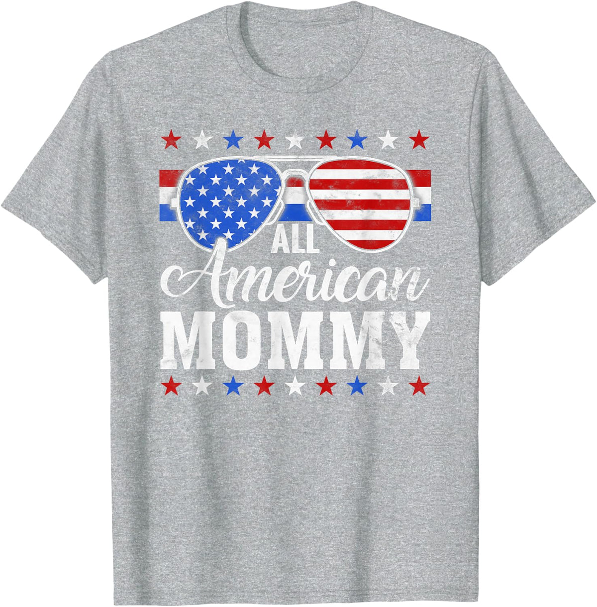 American Mommy Matching Family 4th of July USA Patriotic T-Shirt - Heather Grey