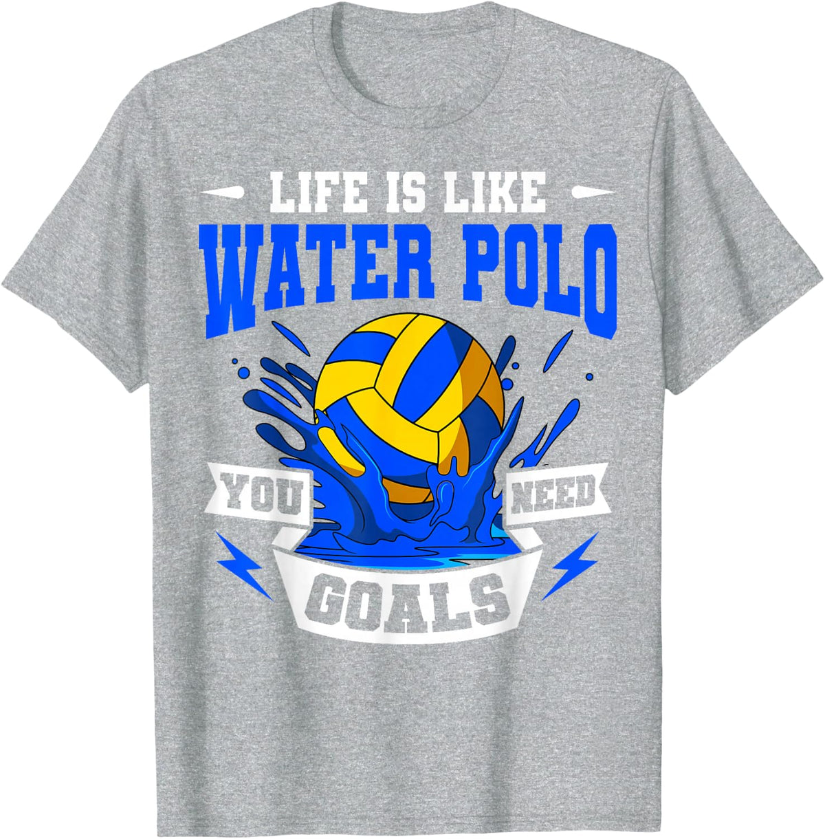 Water Polo Player Swimmer Team Sport Goalie Game Athlete T-Shirt - Heather Grey
