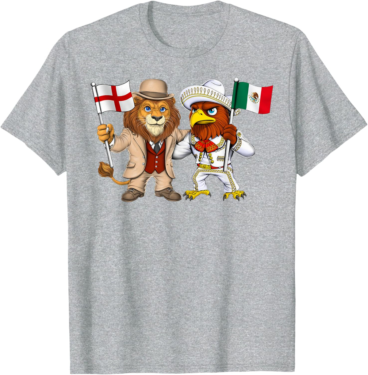 England Mexico Roots Mexican UK British English Flag T-Shirt - Heather Grey