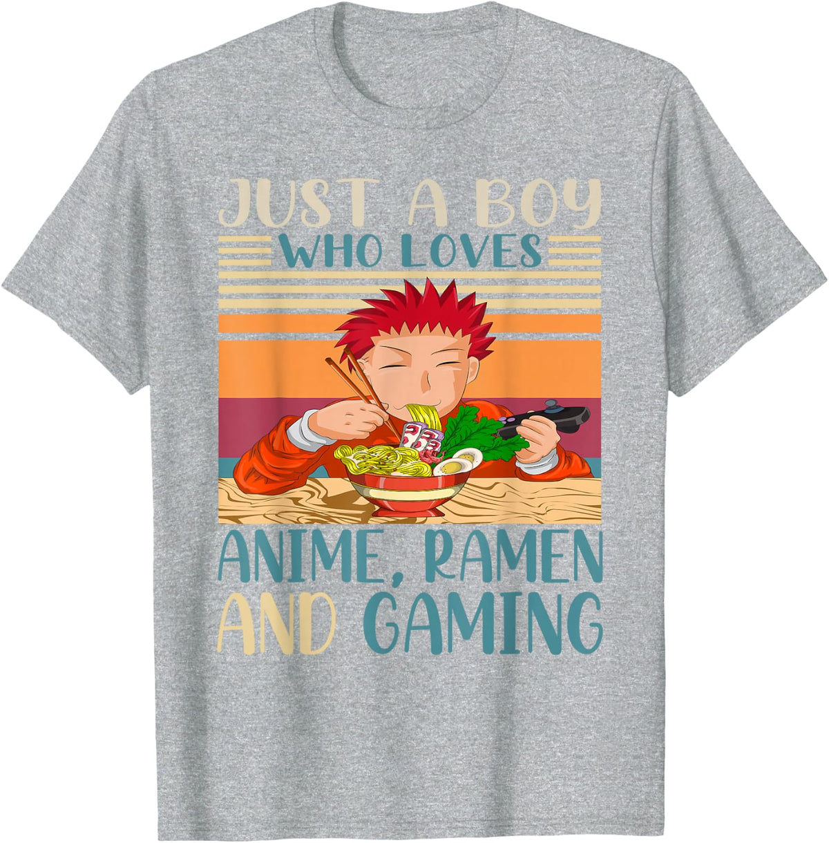 Japanese Food Ramen Gaming Nerd Gift Anime Boy T-Shirt - Heather Grey