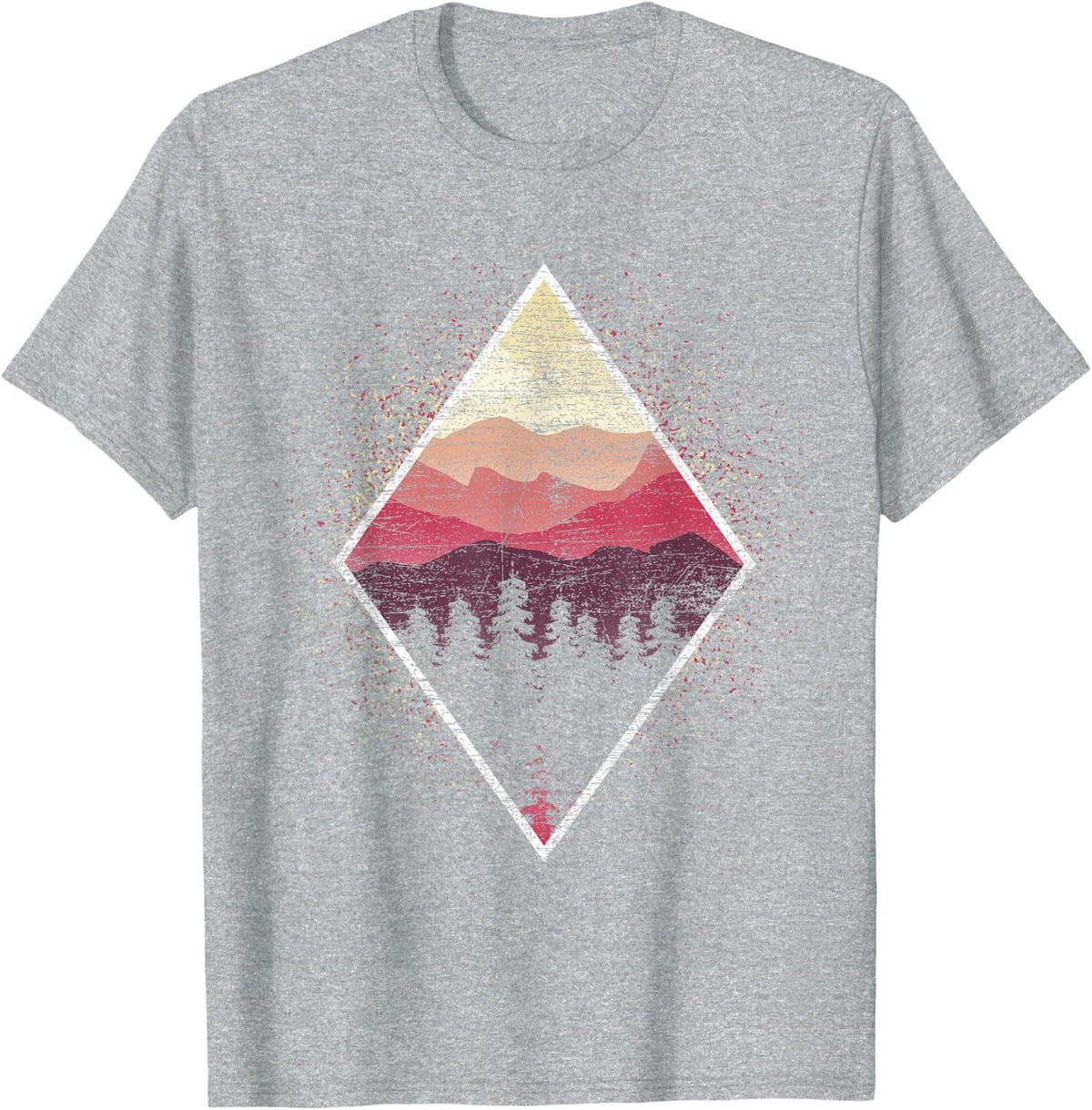 Landscape Wildlife Nature Outdoor Mountains Trees Forest T-Shirt - Heather Grey