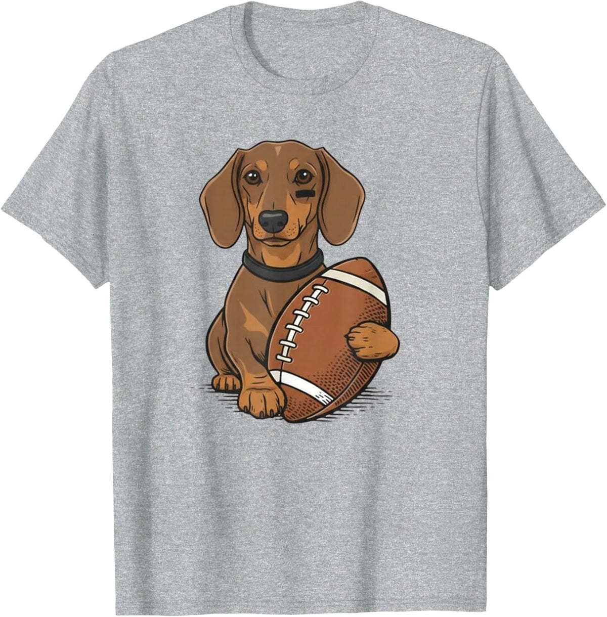 Funny Dachshund Football Dog Lovers Gift T-Shirt - Heather Grey