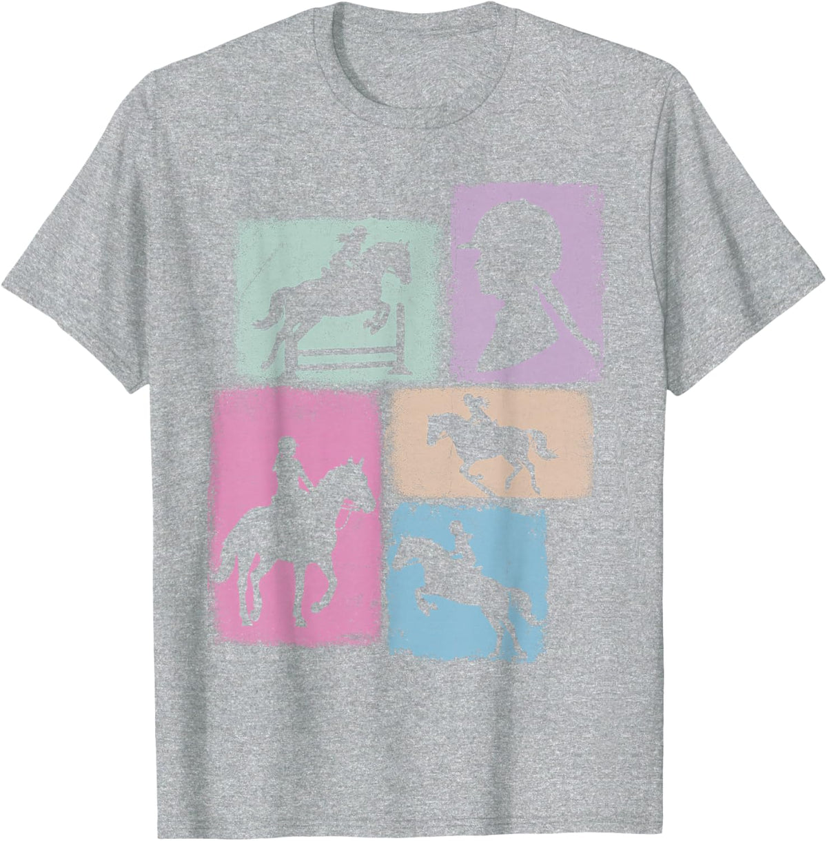 Equestrian Collage Horsewoman Women Kids Horse Riding Youth T-Shirt - Heather Grey