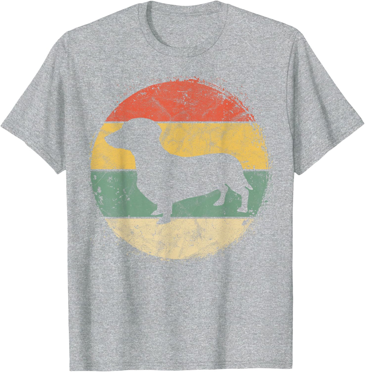 Circular Retro Dachshund Owner Gift Doxie Parents Dog Mom T-Shirt - Heather Grey