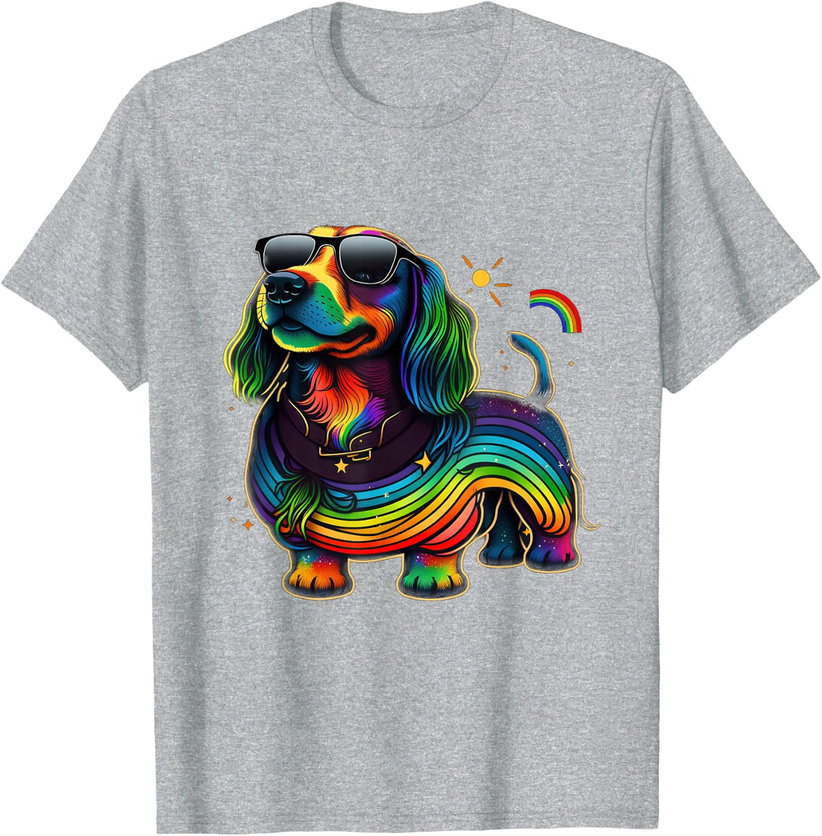 LGBT Gay Pride Dachshund Dog Shirt Tee for Rainbow Pride Month T-Shirts - Heather Grey