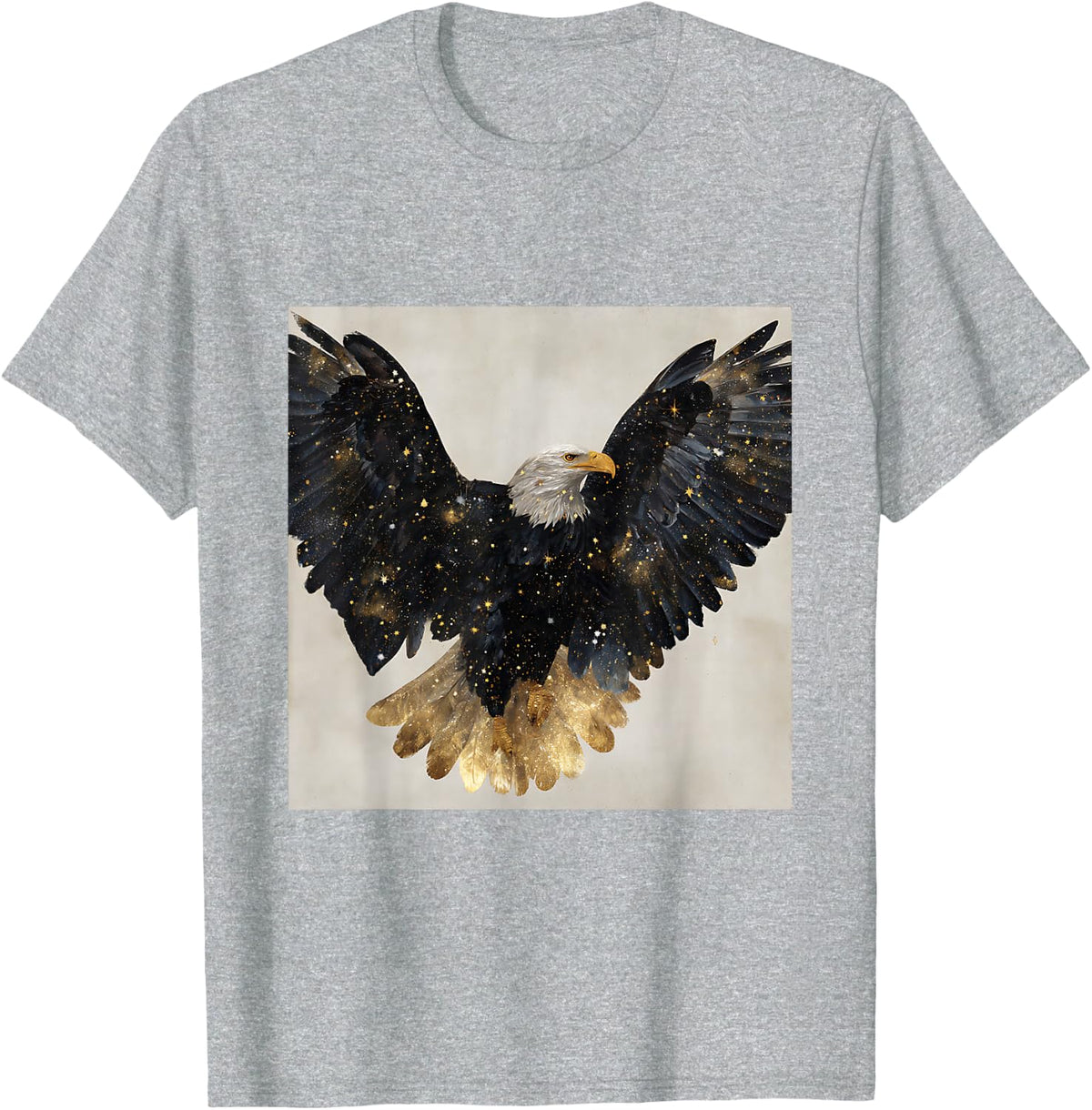 Bald Eagle Wings Starry Sky Patriotic Freedom T-Shirt - Heather Grey