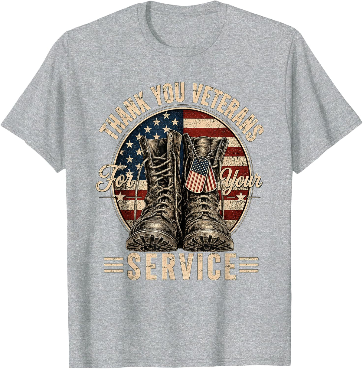 Thank You Veterans for Your Service Veterans Day T-Shirt - Heather Grey