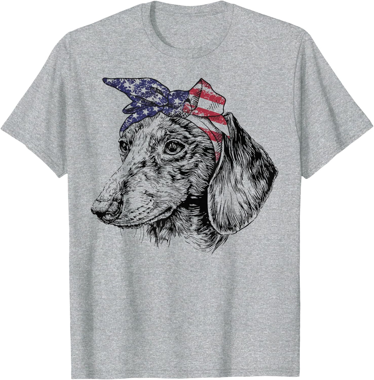 Retro Vintage Dachshund Dog With Bandanna 4th of July T-Shirt - Heather Grey