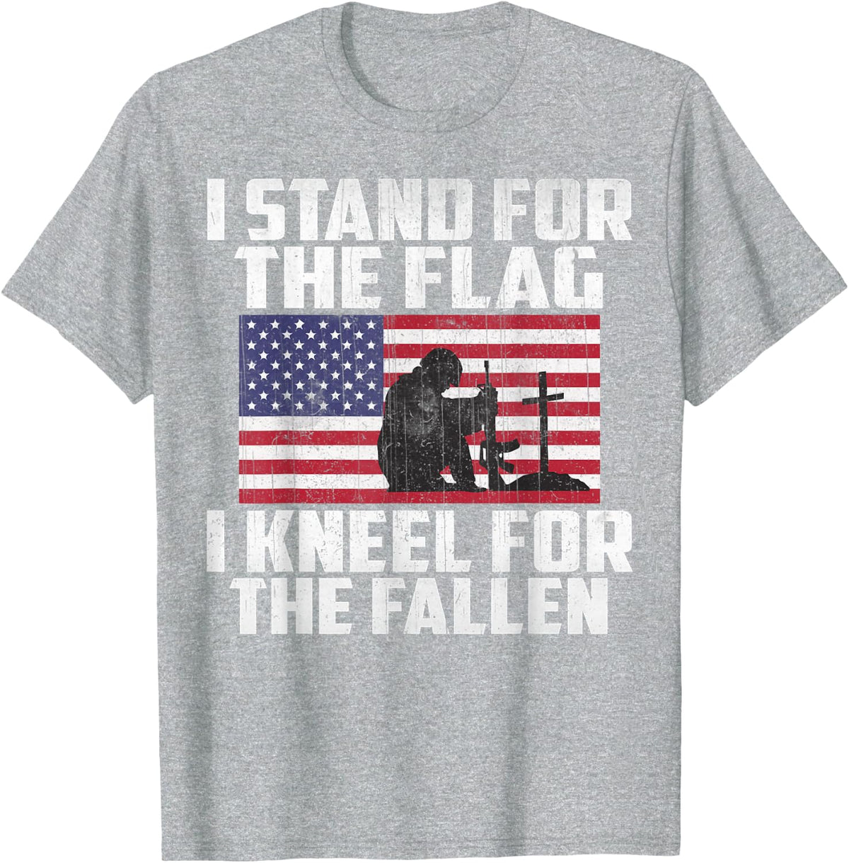 I Stand For The Flag Kneel For The Fallen Memorial Day Shirt T-Shirt - Heather Grey