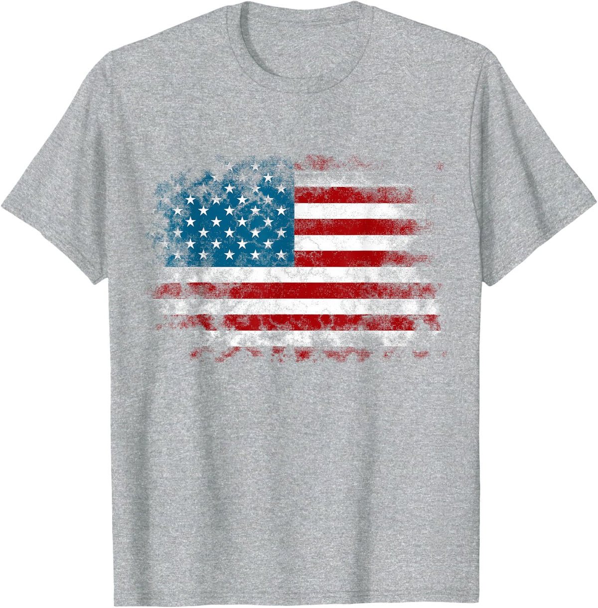 4th of July for Men Women – Patriotic Red White Blue Flag T-Shirt - Heather Grey