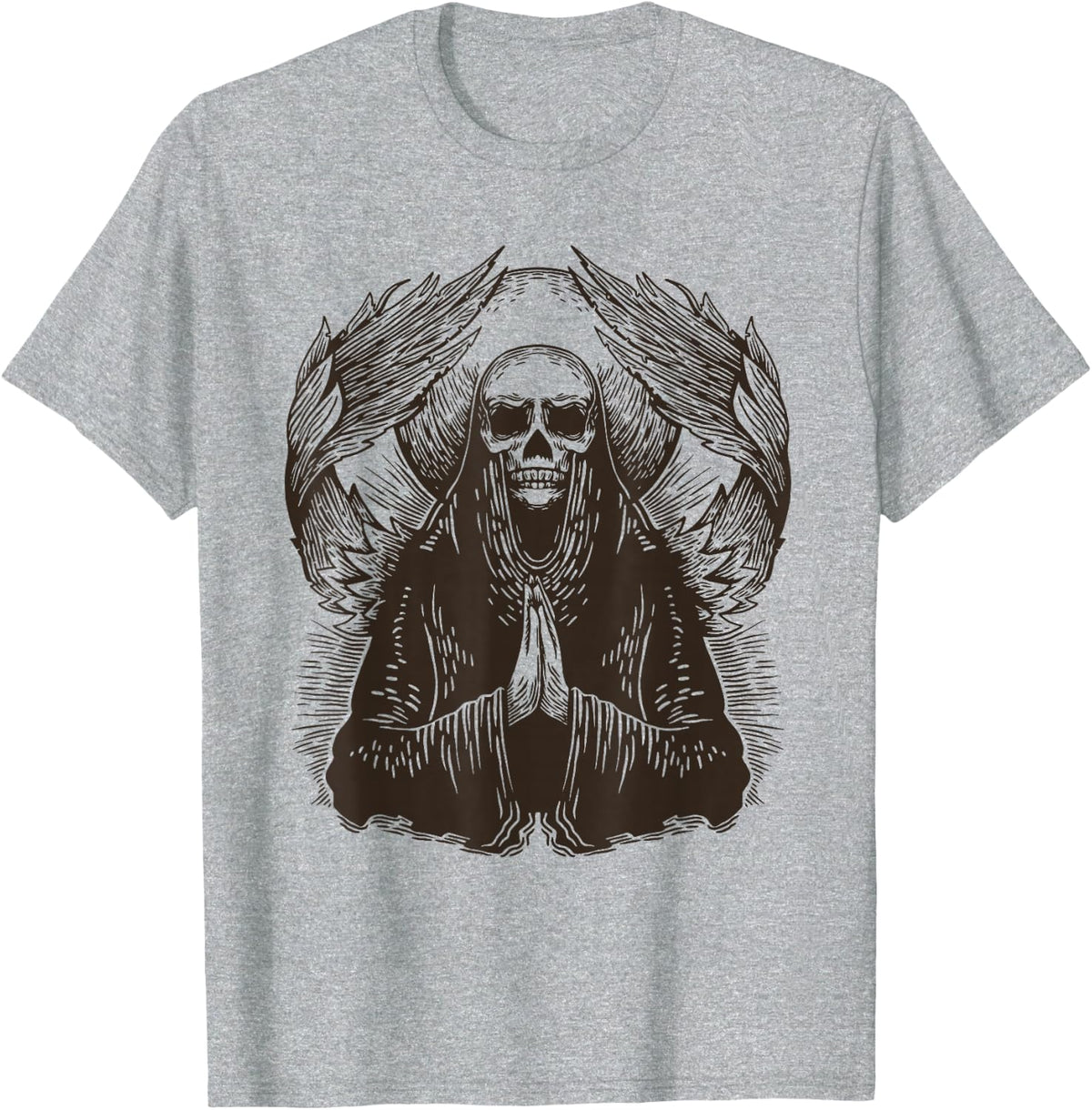 Aesthetic Y2k Grunge Fairy Alternative Clothing Goth Skull T-Shirt - Heather Grey