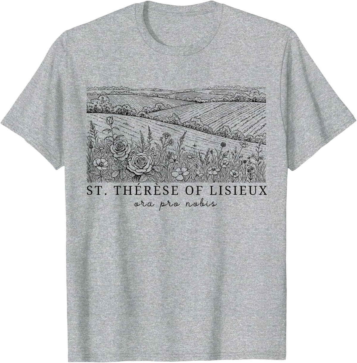 Saint Therese of Lisieux T-Shirt - Heather Grey