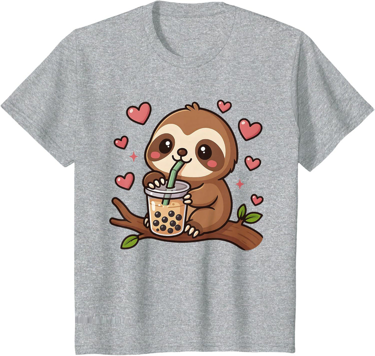 Cute Sloth Boba Tea Bubble Tea Anime Kawaii Neko Gift Idea T-Shirt - Heather Grey